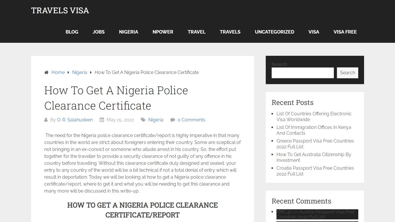 How To Get A Nigeria Police Clearance Certificate